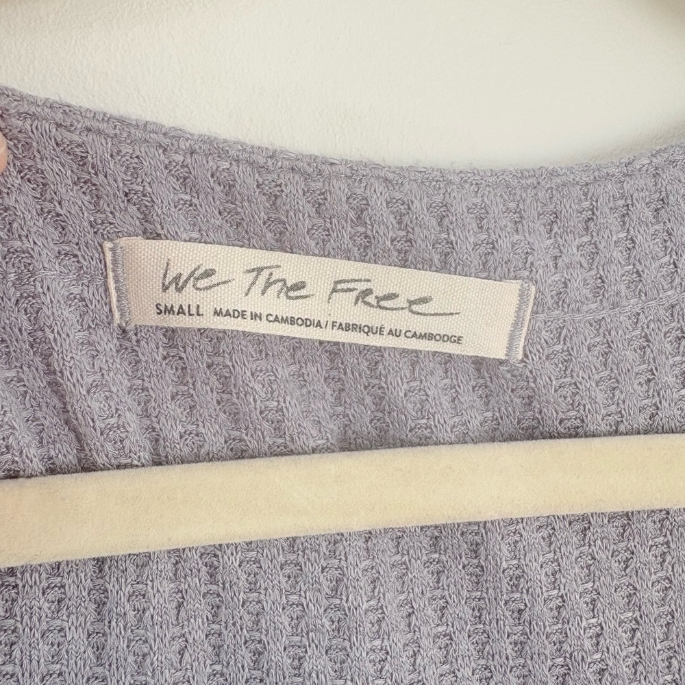 FREE PEOPLE North Shore Thermal Waffle Knit Tunic Storm Grey Womens S Oversized - Picture 3 of 8